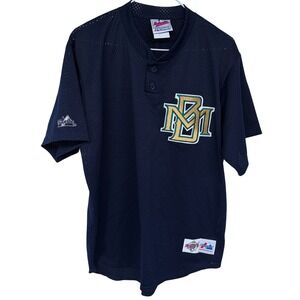 Vintage Milwaukee Brewers Baseball Jersey Large Majestic Diamond Collection Navy
